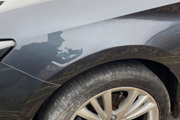 dent in front wing after repair - Stockport Smart Repair Gallery
